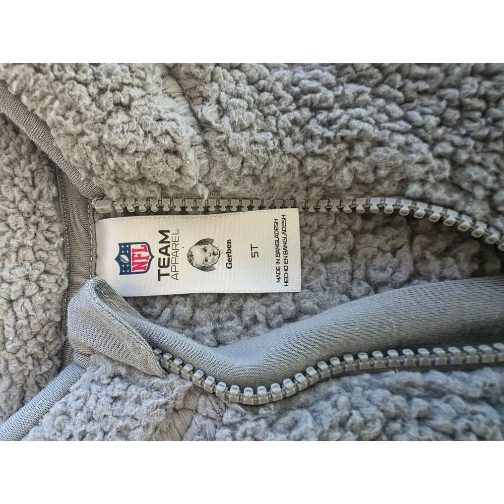 NFL Philadelphia Eagles Toddler Sherpa 1/4 Zip Pullover Jacket - Gray - Size 5T